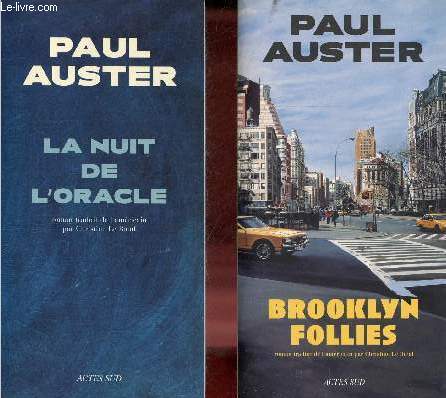 Lot de 2 livres de Paul Auster : La nuit de l'oracle 2004 + Brooklyn follies 2005 - roman - Collection lettres anglo-amricaines.