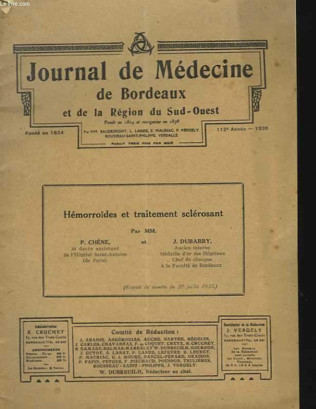 Journal de Mdecine de Bordeaux et de la Rgion Sud-Ouest. Hmorrodes et traitement sclrosant
