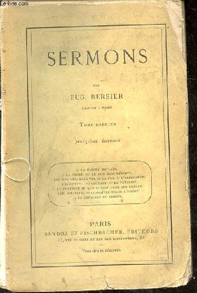 Sermons. Tome premier