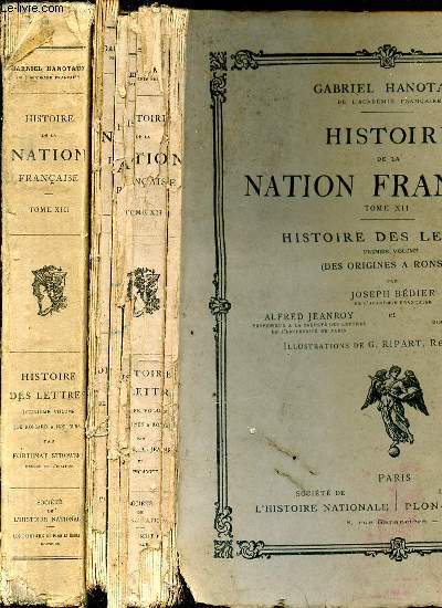 HISTOIRE DE LA NATION FRANCAISE TOME XII ET XIII - Histoire des Lettres -