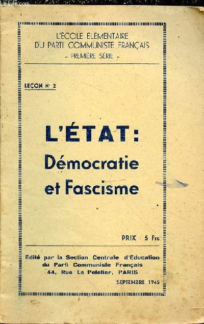 L'Etat : dmocratie et fascisme