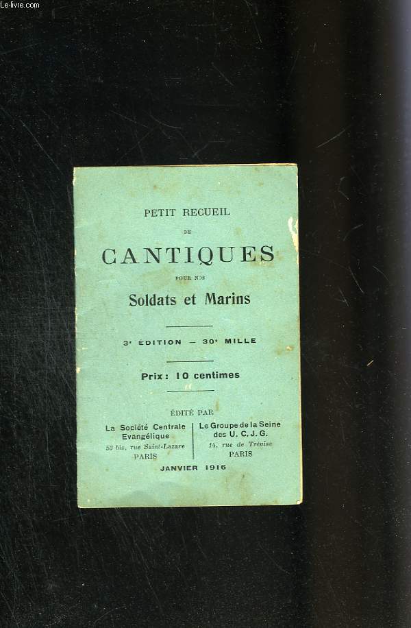 Petit recueil de cantiques pour nos soldats et marins