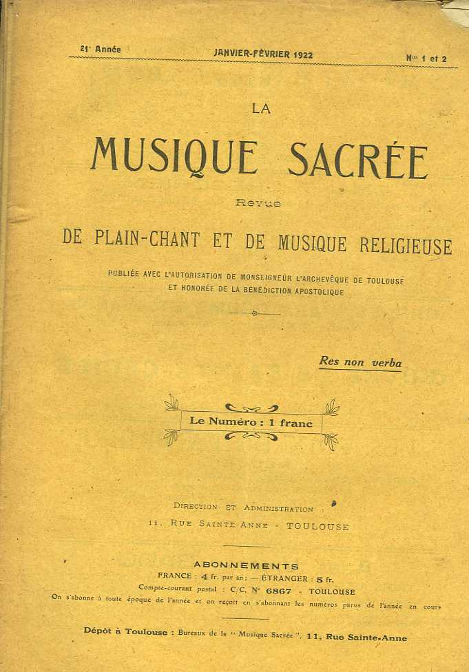 La musique sacre. Revue de plain-chant et de musique religieuse