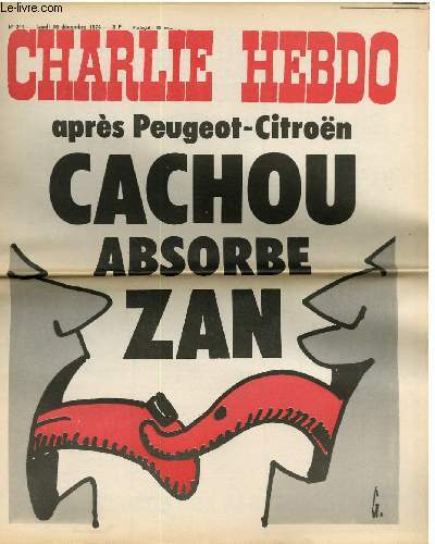 CHARLIE HEBDO N213 - APRES PEUGEOT-CITRON, CACHOU ABSORBE ZAN