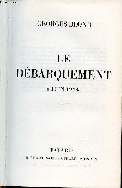 LE DEBARQUEMENT : 6 JUIN 1944.