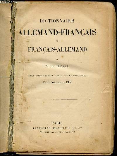 DICTIONNAIRE ALLEMAND-FRANCAIS ET FRANCAIS-ALLEMAND.