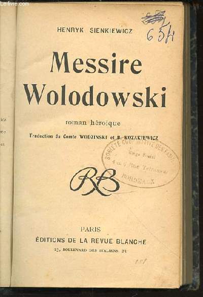 MESSIRE WOLODOWSKI - ROMAN HEROIQUE.