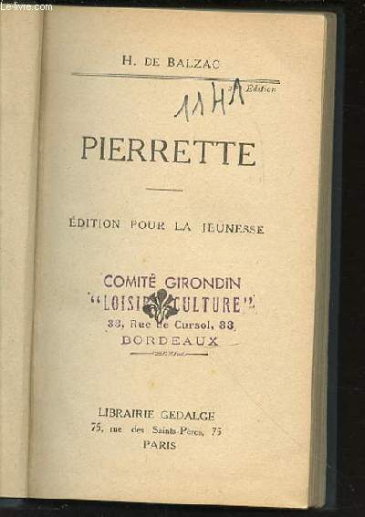 PIERRETTE - EDITION POUR LA JEUNESSE.