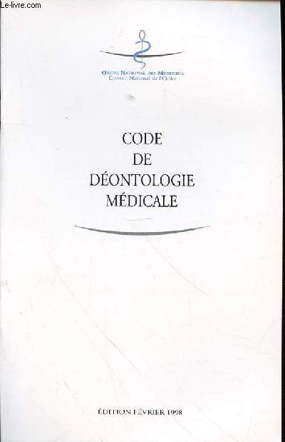CODE DE DEONTOLOGIE MEDICALE.
