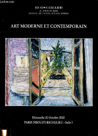 ART MODERNE ET CONTEMPORAIN - DIMANCHE 20 OCTOBRE 2002 - PARIS DROUOT-RICHELIEU - SALLE 2