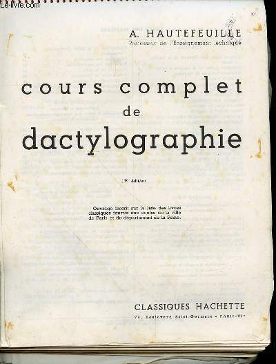 COURS COMPLET DE DACTYLOGRAPHIE- 11e dition