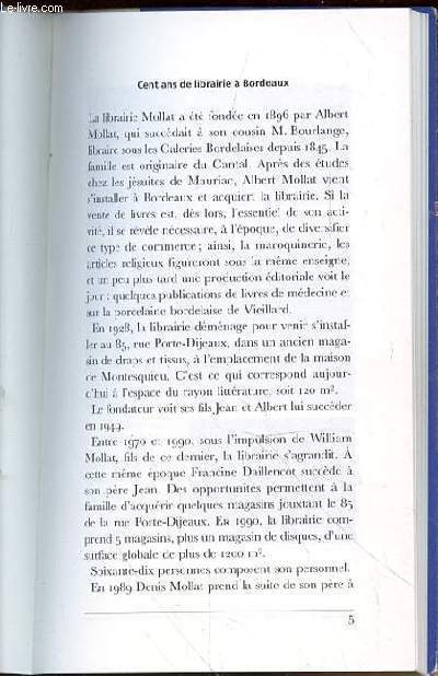 MOLLAT - CENT ANS DE LIBRAIE A BORDEAUX 1896-1996